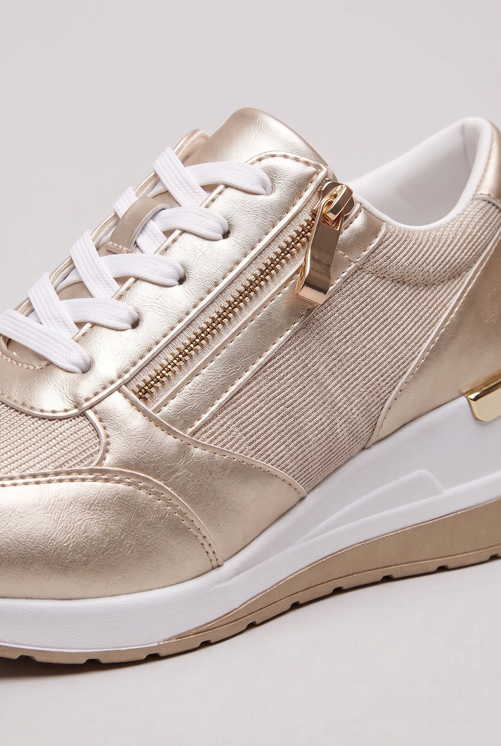 Baskets Femme | Zip Latéral à Lacets Semelle Compensée Dissimulée - 2