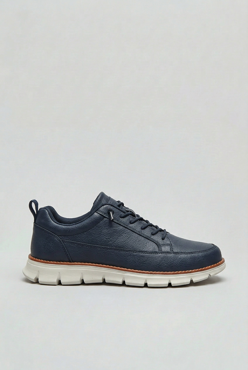 Baskets Homme | À Lacets Semelle Rainurée Effet Grainé - 1