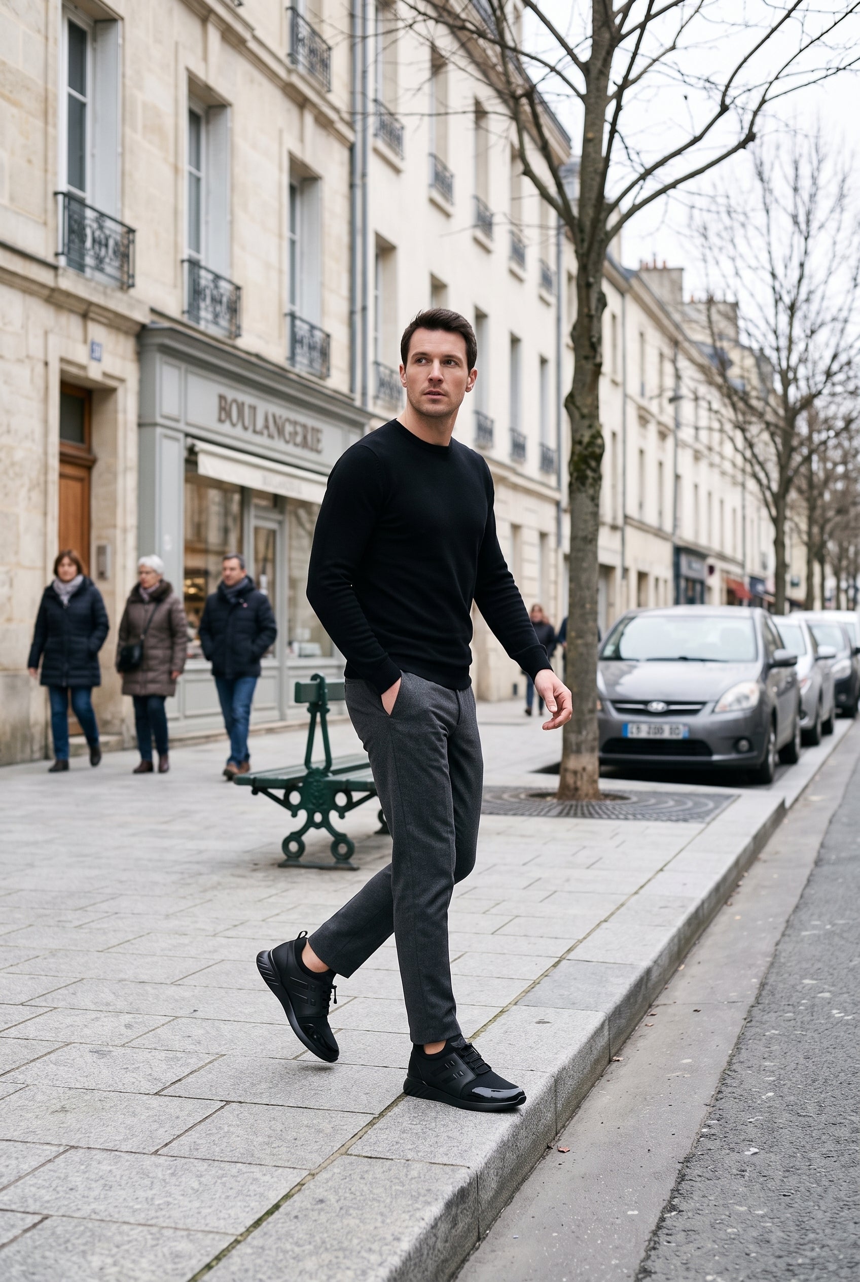 Baskets Homme | Lacets Élastiques Bout Brillant Maille Noir