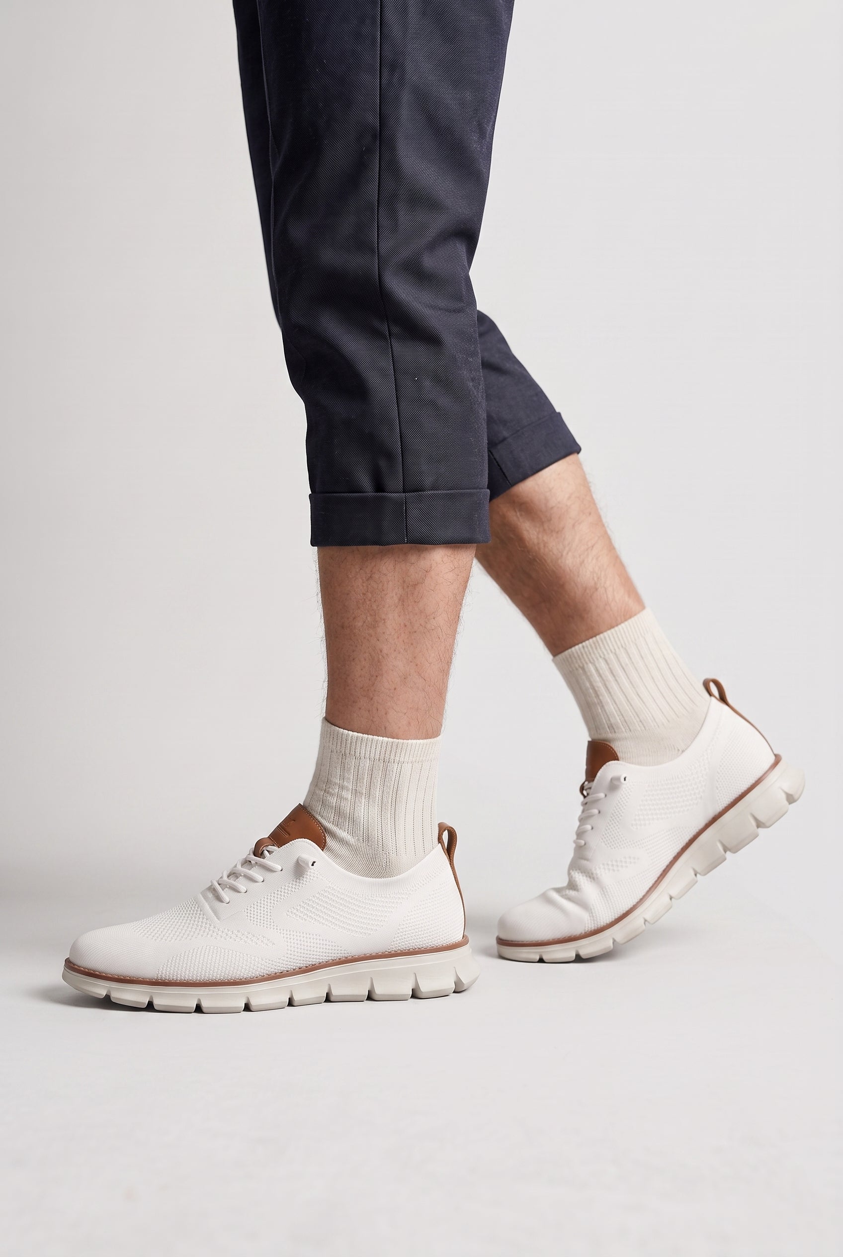 Baskets Homme | Maille Tricotée Motif Brogue Tirettes Doubles - 2