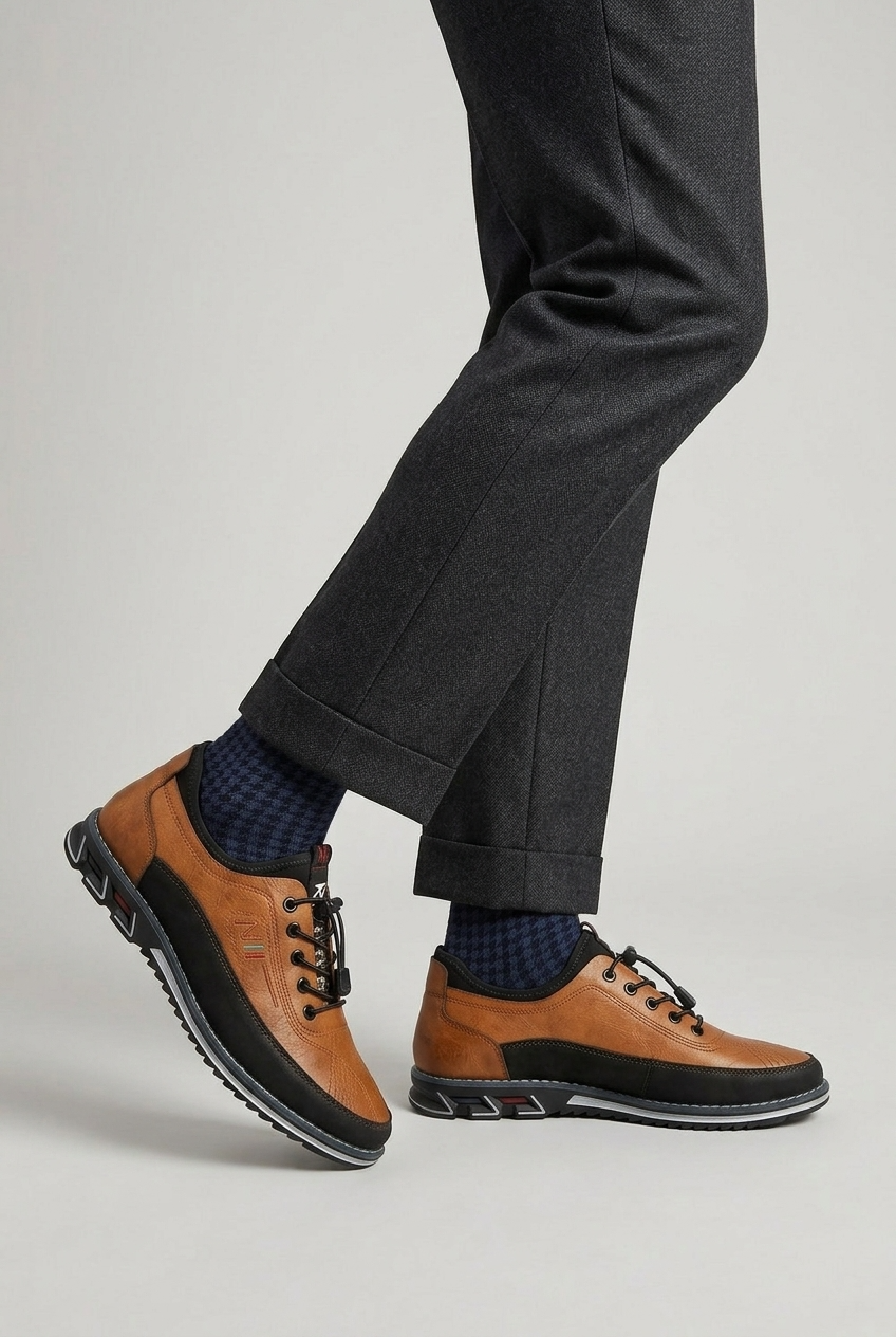 Baskets Homme | Serrage Rapide Aspect Cuir Semelle Crantée - 2