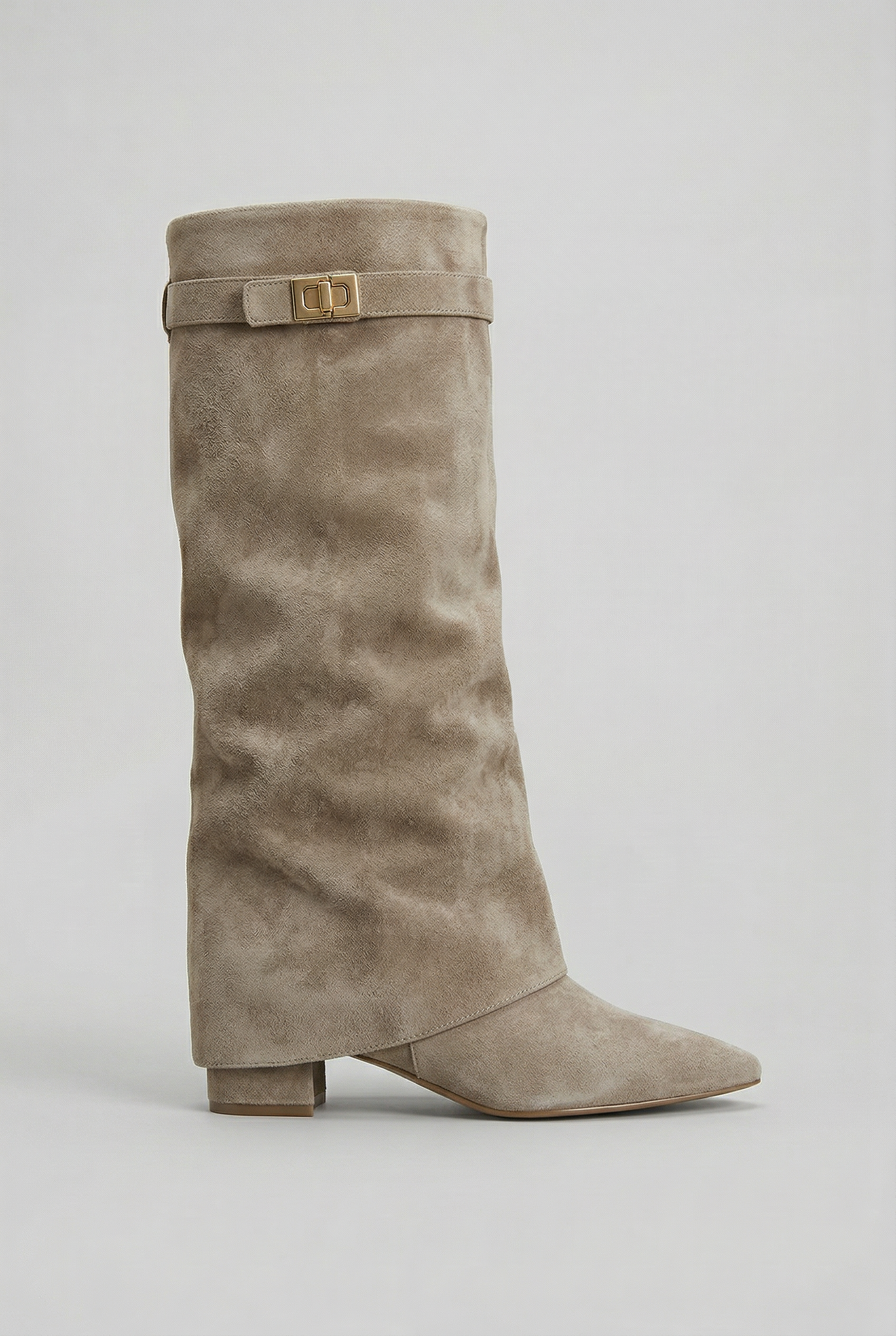 Bottes Femme | Hautes Zippées Revers Talon Bloc Bout Pointu - 5