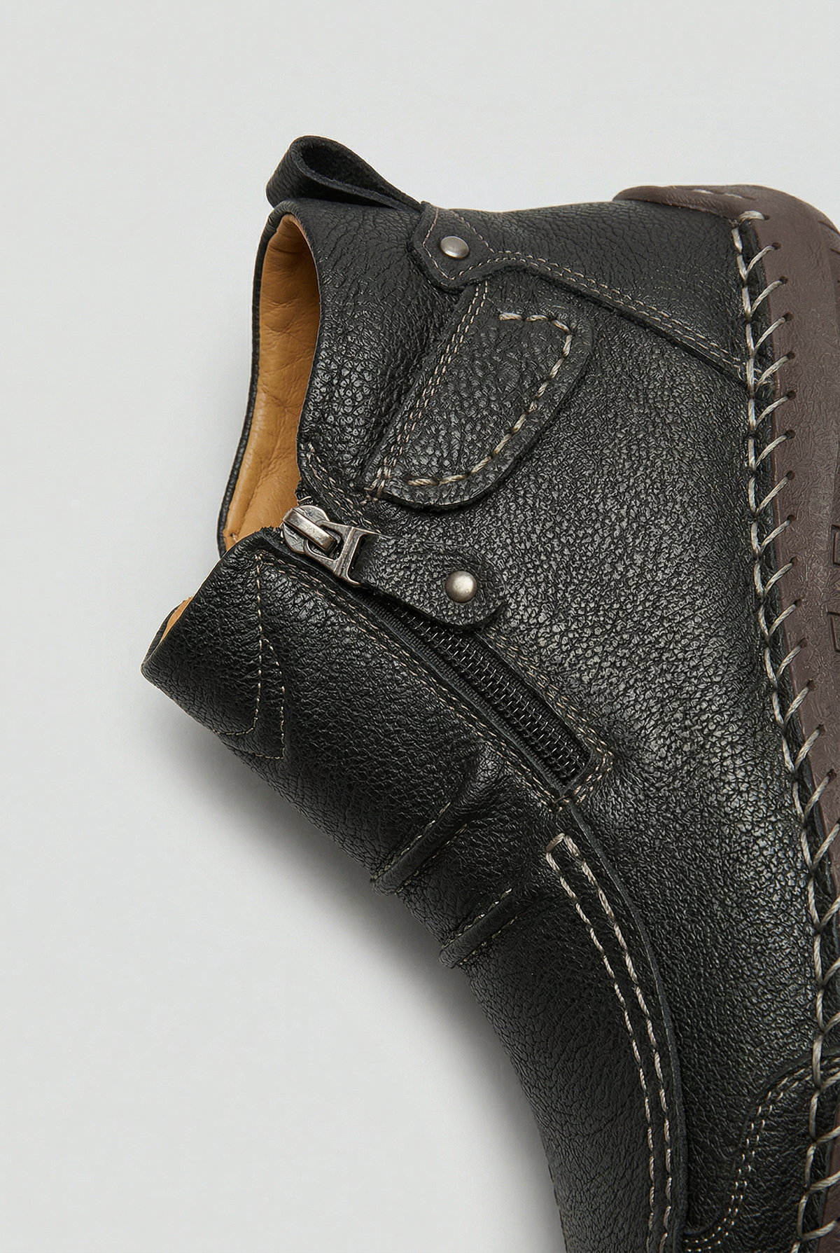 Bottines Homme | Zip Latéral Bout Surpiqué Semelle Souple - 3