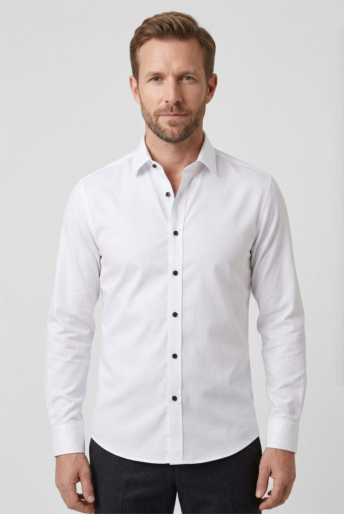 Chemise Homme | Boutons Contrastés Sans Repassage Coupe Slim - 1