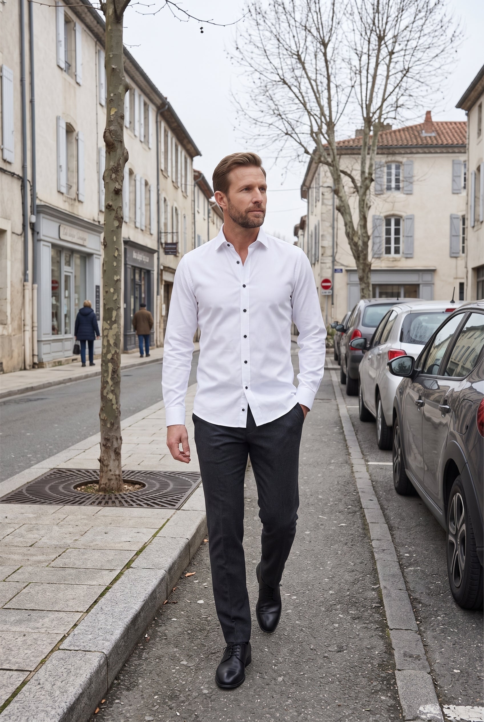 Chemise Homme | Boutons Contrastés Sans Repassage Coupe Slim - 12