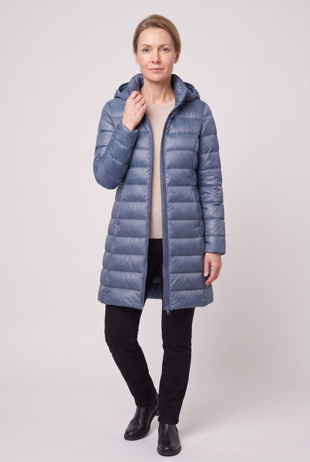Doudoune Femme | Zip Intégral Coupe Longue Capuche Fixe - 12