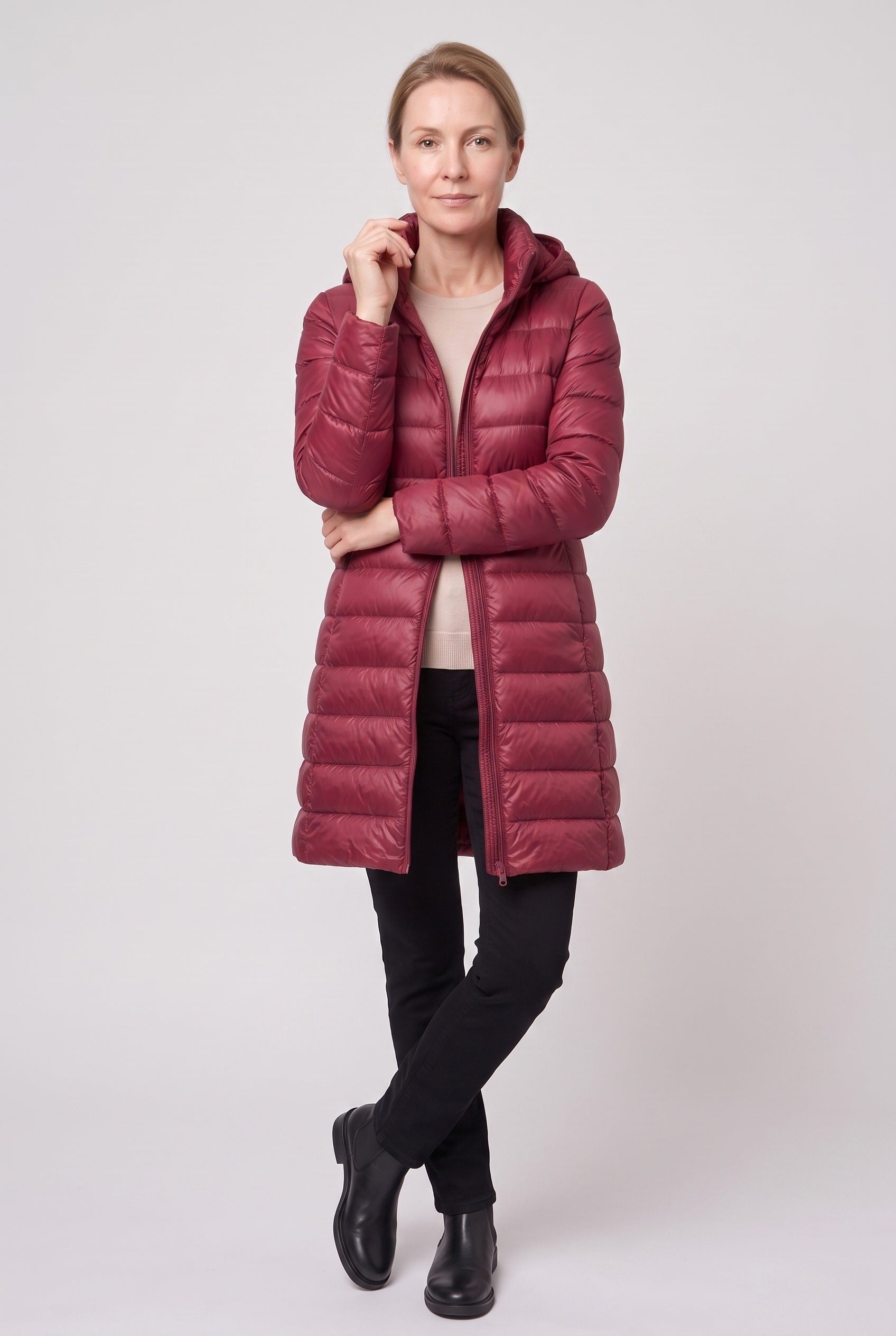 Doudoune Femme | Zip Intégral Coupe Longue Capuche Fixe - 14