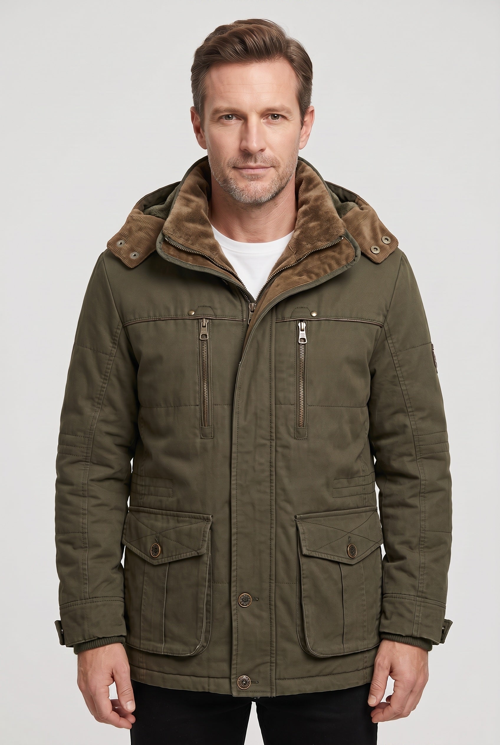 Doudoune Homme | Zip Sous Patte Capuche Amovible Col Montant - 1