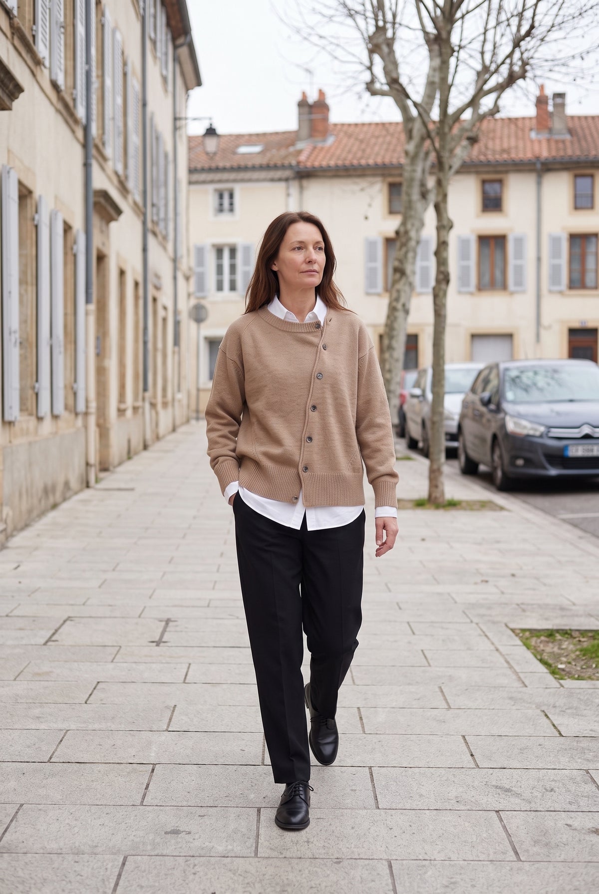 Gilet Femme | Boutonnage Asymétrique Col Rond Épaules Tombantes - 9
