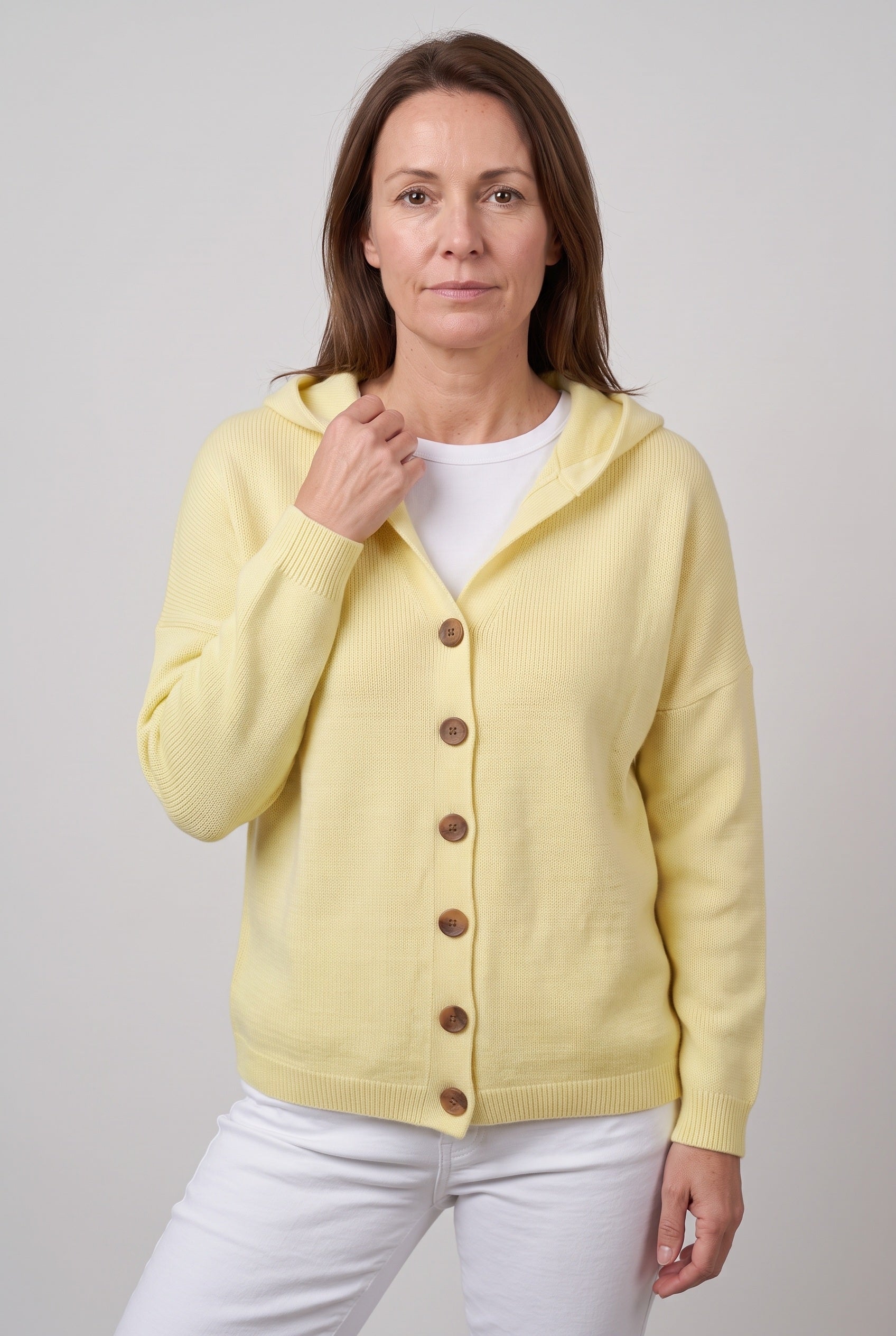 Gilet Femme | Boutonné Capuche Épaules Tombantes - 7