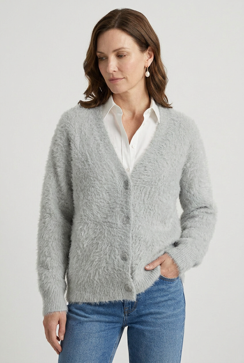 Gilet Femme | Boutonné Épaules Tombantes Col V - 6