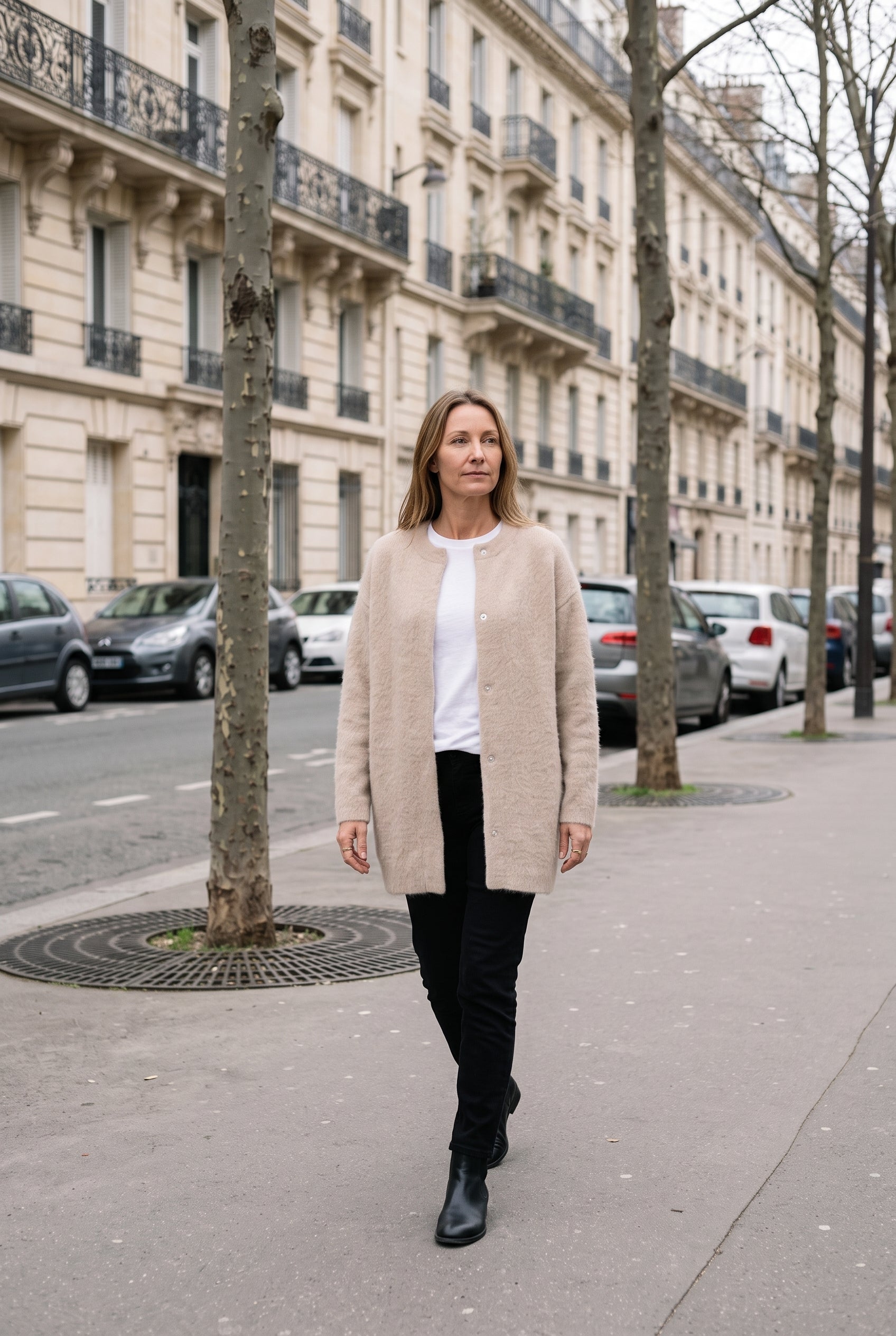 Gilet Femme | Boutonné Long Col Rond Épaules Tombantes - 10