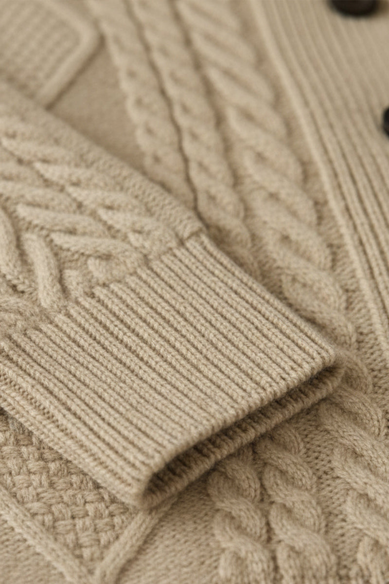 Gilet Homme | Boutonné Col Châle Maille Torsadée - 4