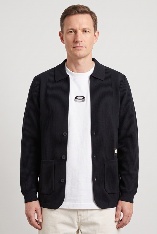 Gilet Homme | Boutonné Col Chemise Deux Poches Plaquées - 1