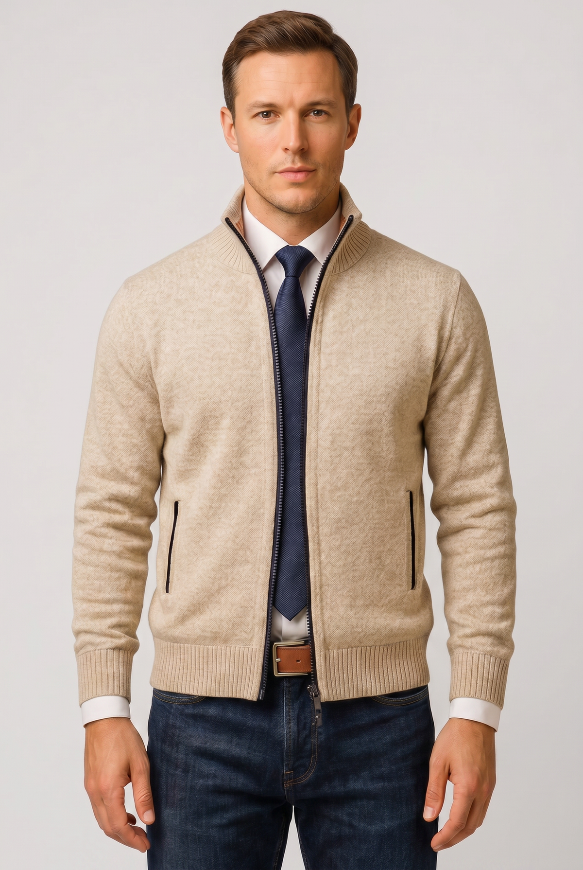 Gilet Homme | Zippé Col Montant Poches Passepoilées - 1