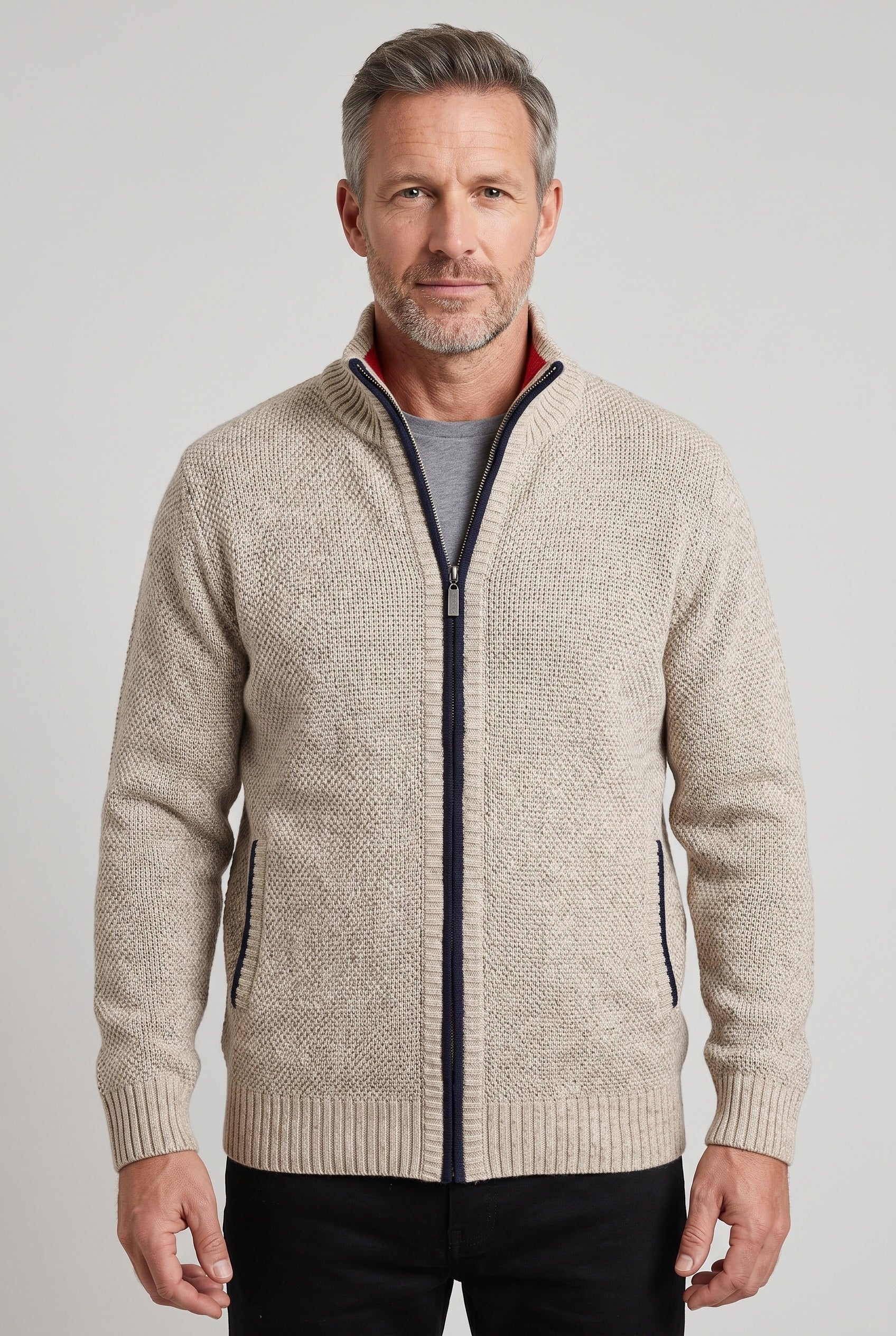Gilet Homme | Zippé Doublure à Carreaux Col Montant - 1
