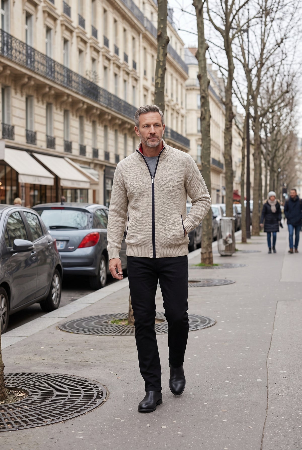 Gilet Homme | Zippé Doublure à Carreaux Col Montant - 12