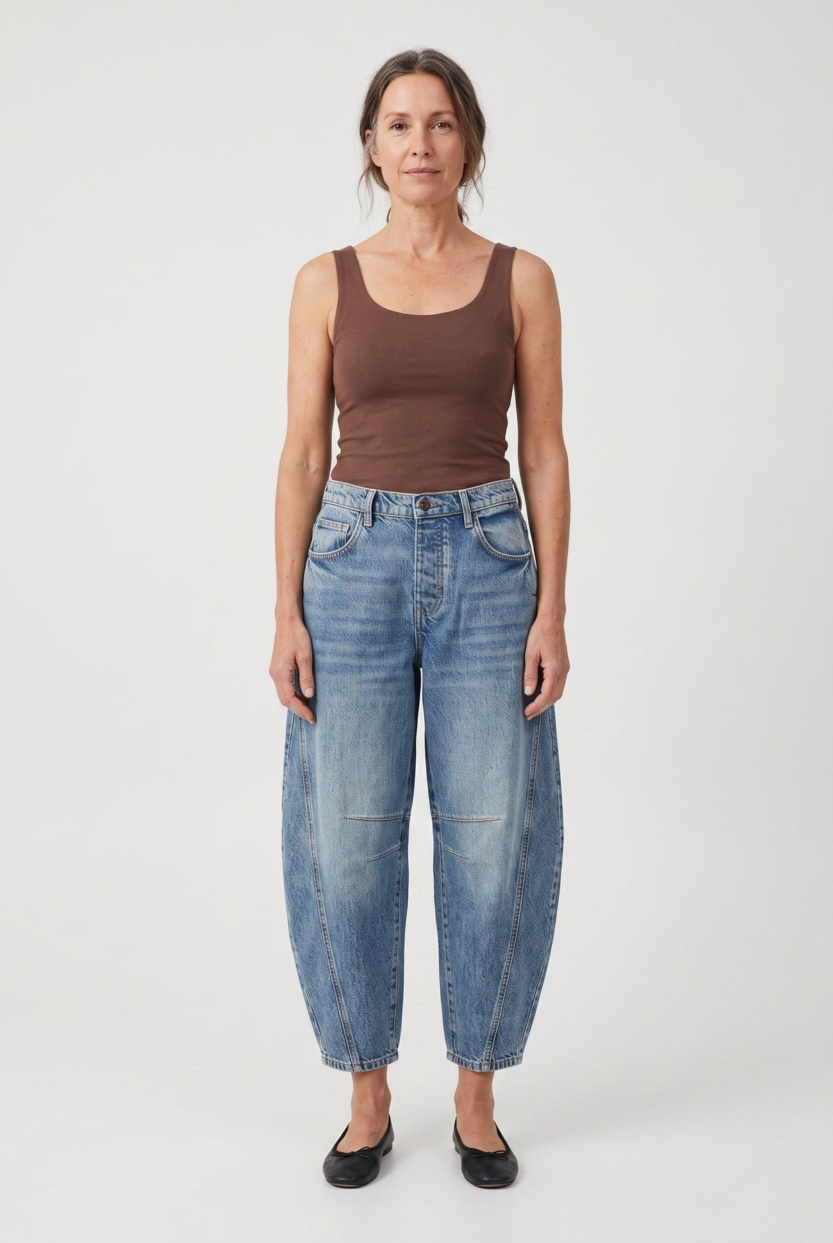 Jean Femme | Coupe Barrel Taille Mi-Haute Cinq Poches Bas Cheville - 2