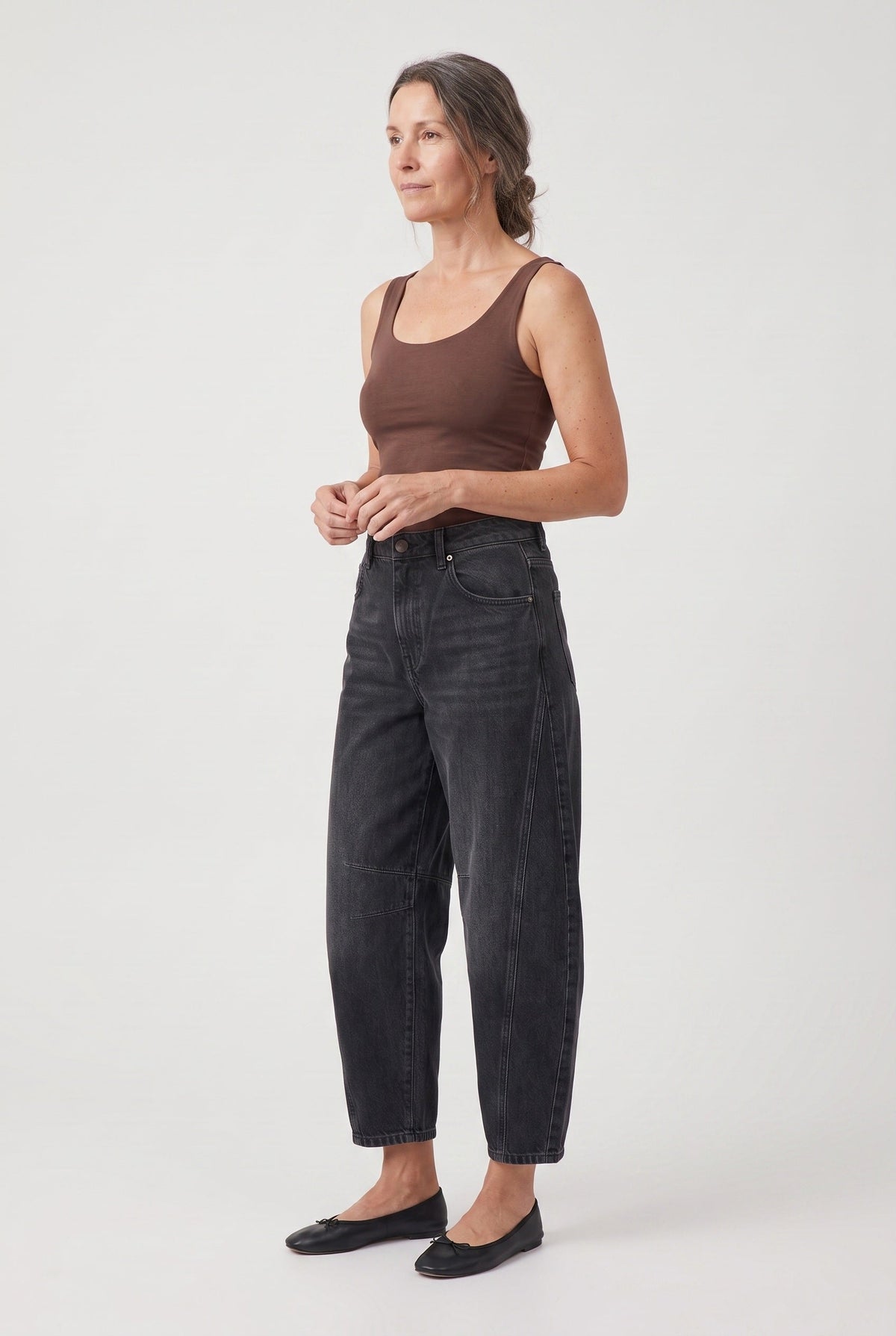 Jean Femme | Coupe Barrel Taille Mi-Haute Cinq Poches Bas Cheville - 7