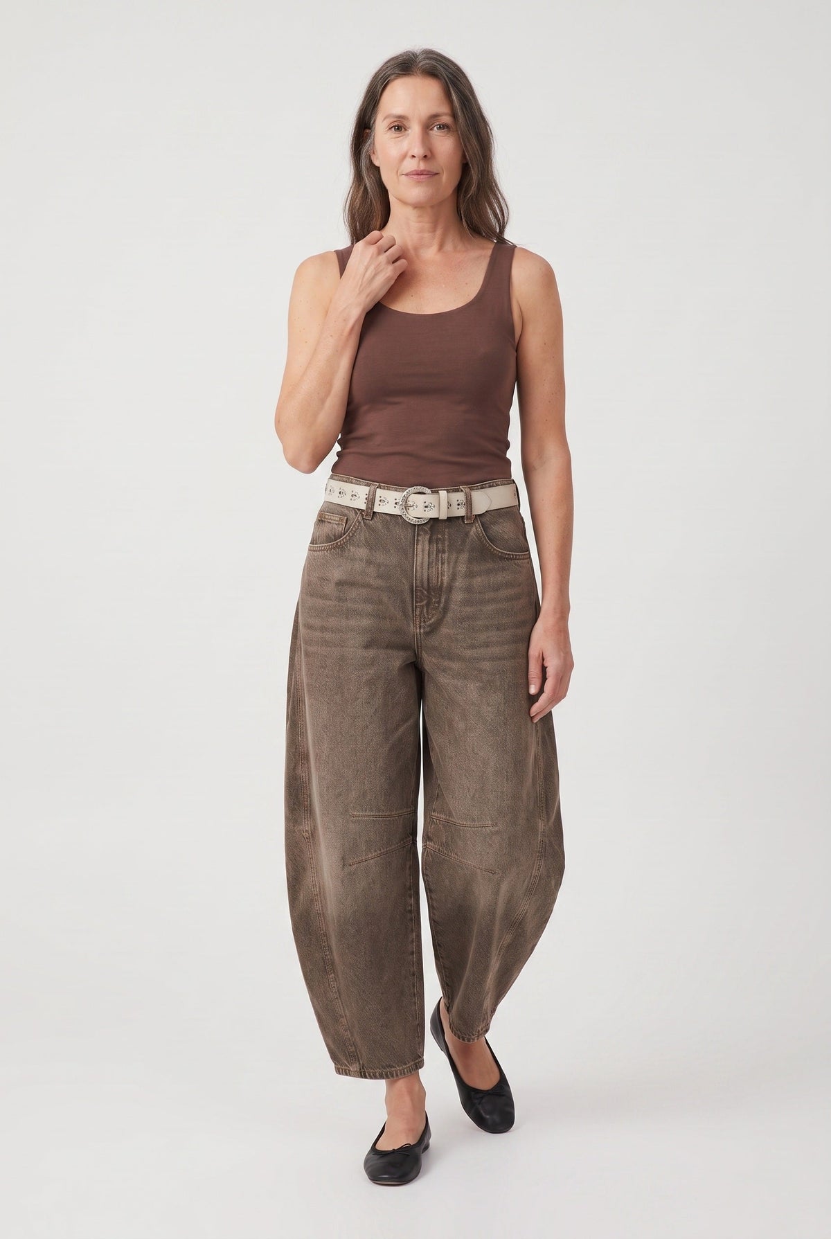 Jean Femme | Coupe Barrel Taille Mi-Haute Cinq Poches Bas Cheville - 8
