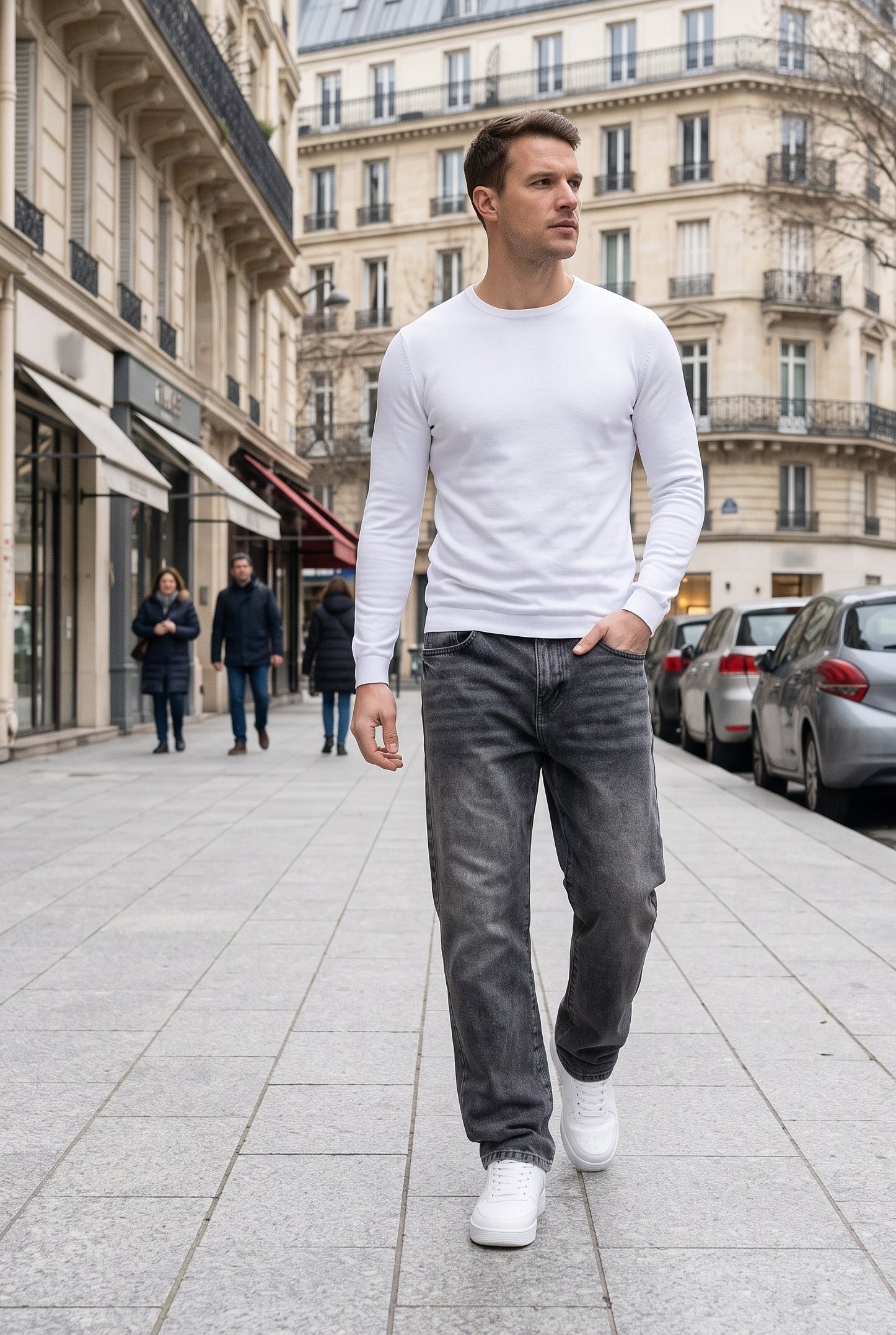 Jean Homme | Coupe Large Jambe Droite Délavé Cinq Poches - 9