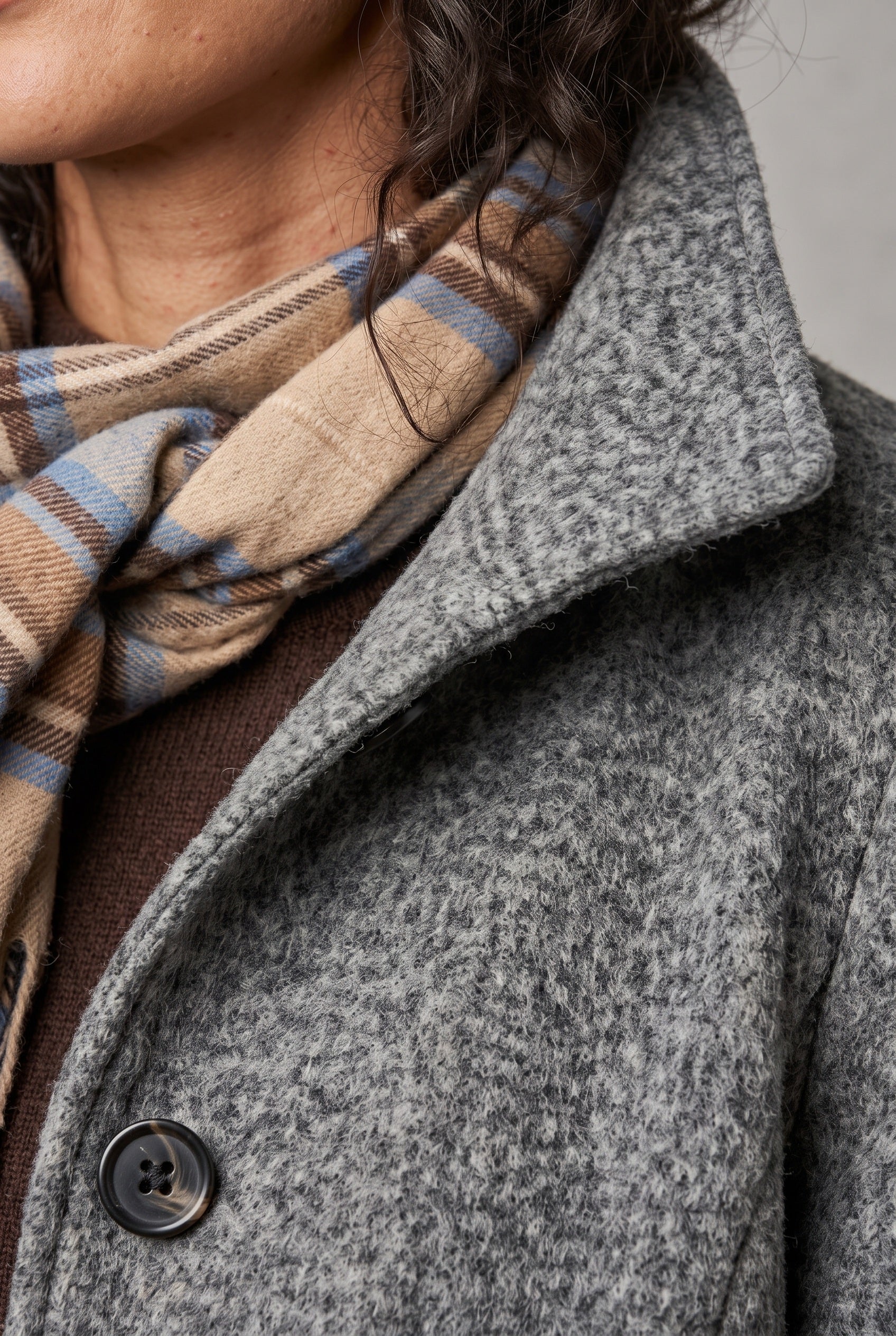 Manteau Femme | Boutonné Coupe Mi-Longue Col Montant - 3