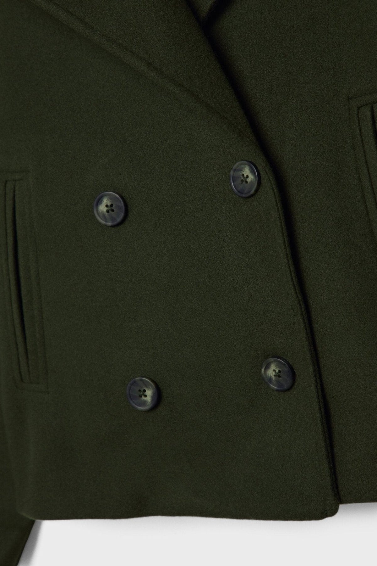 Manteau Femme | Caban Double Boutonnage Coupe Courte Col Cranté - 10
