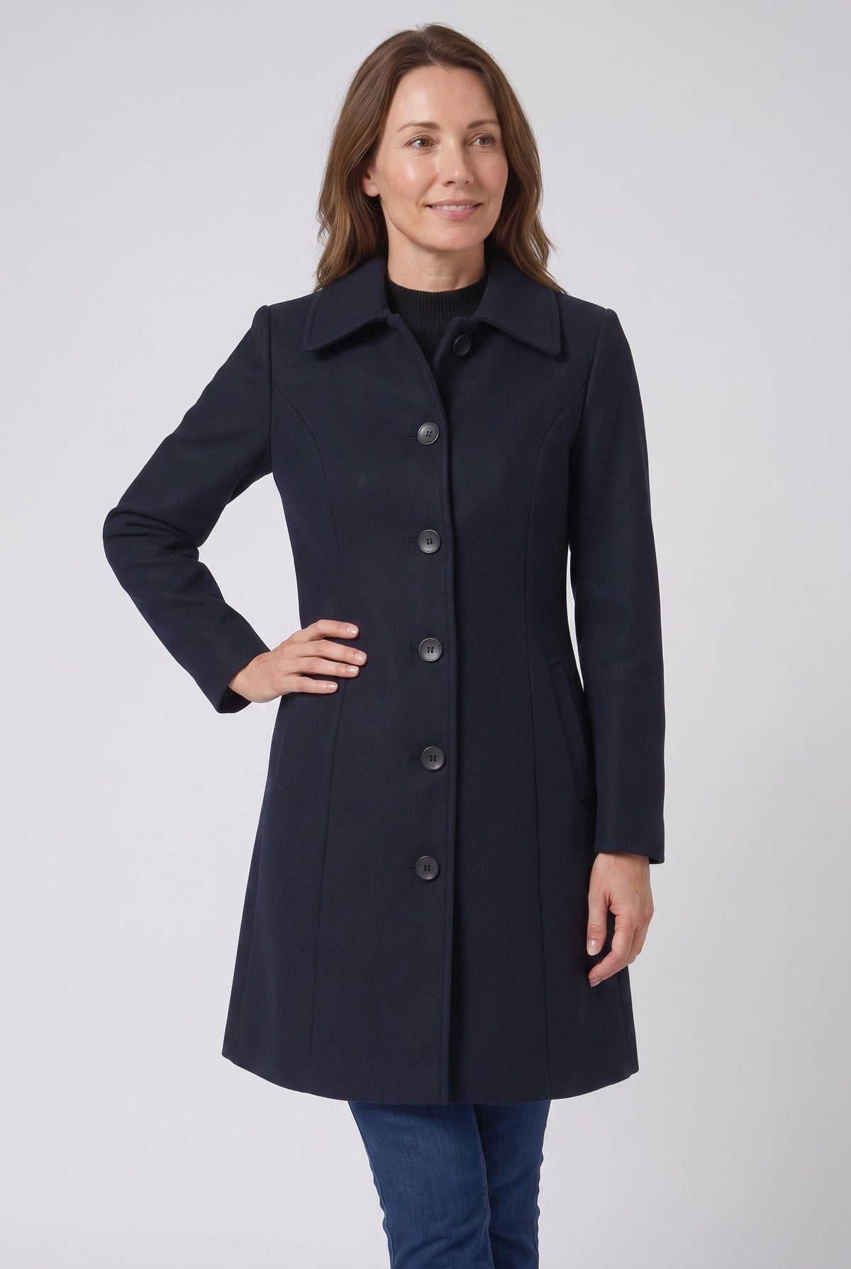 Manteau Femme | Simple Boutonnage Taille Cintrée Col Pointu - 5