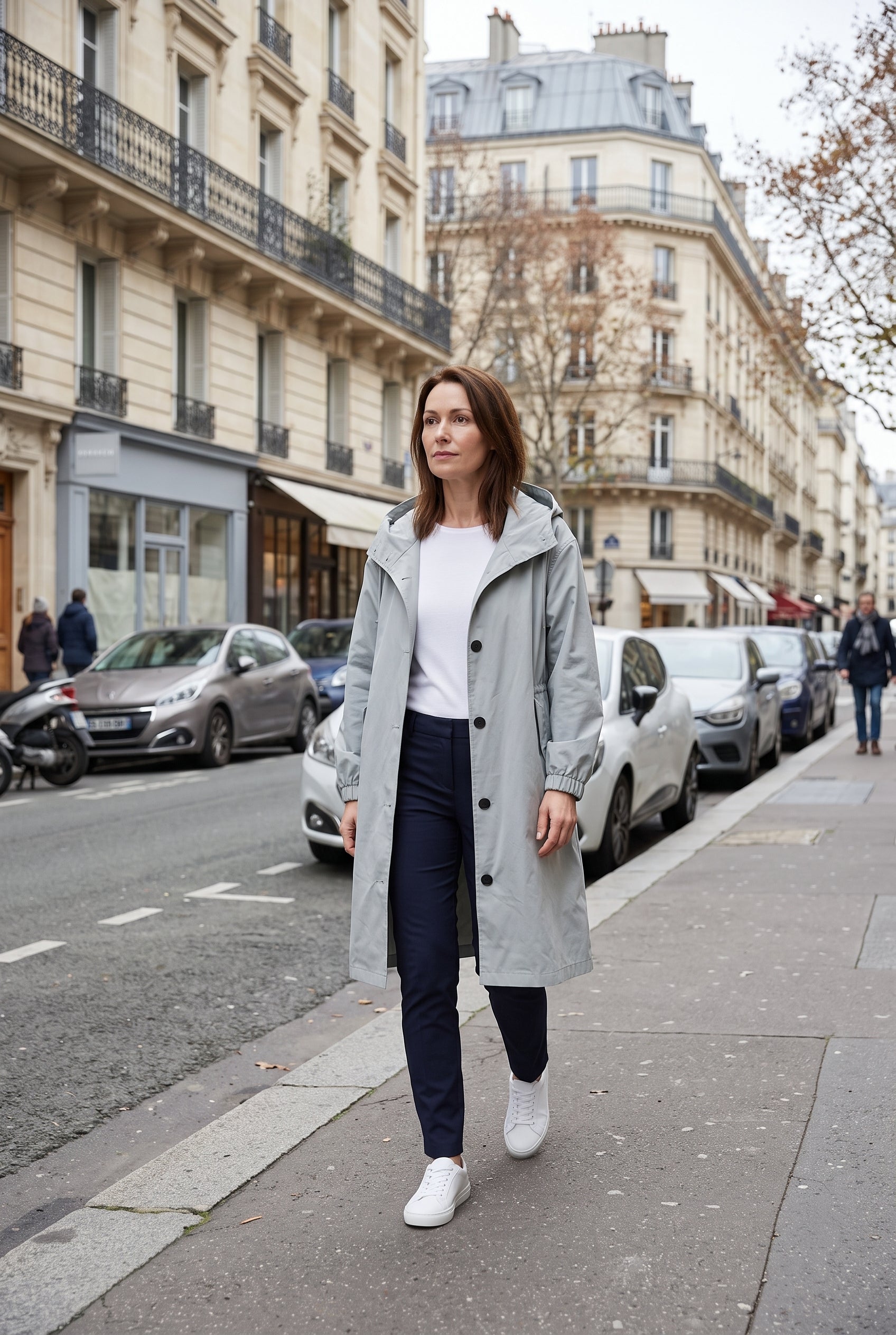 Manteau Femme | Trench Long Capuche Oversize Cordon Taille - 11