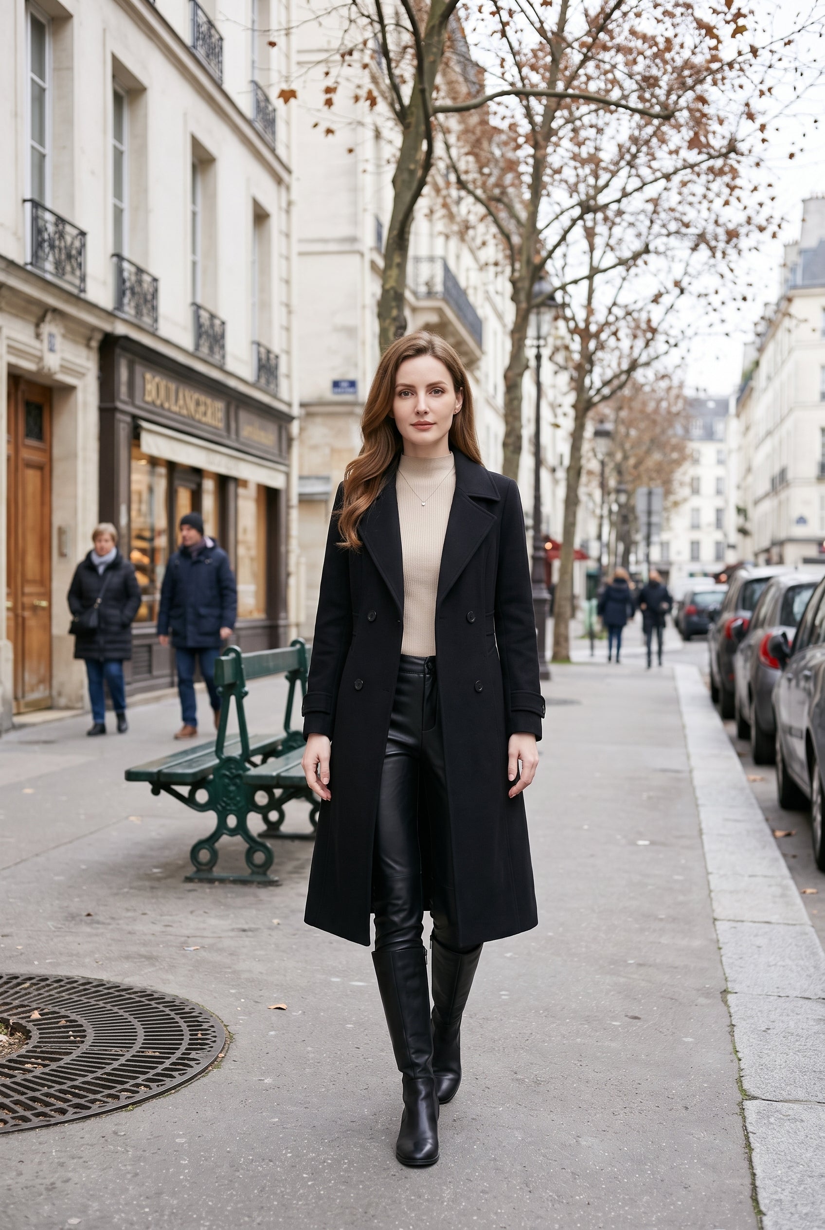 Manteau Femme | Trench Long Double Boutonnage Dos Ceinturé - 4