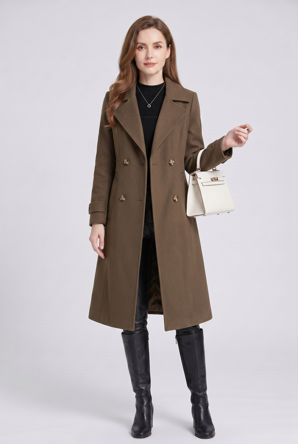 Manteau Femme | Trench Long Double Boutonnage Dos Ceinturé - 6