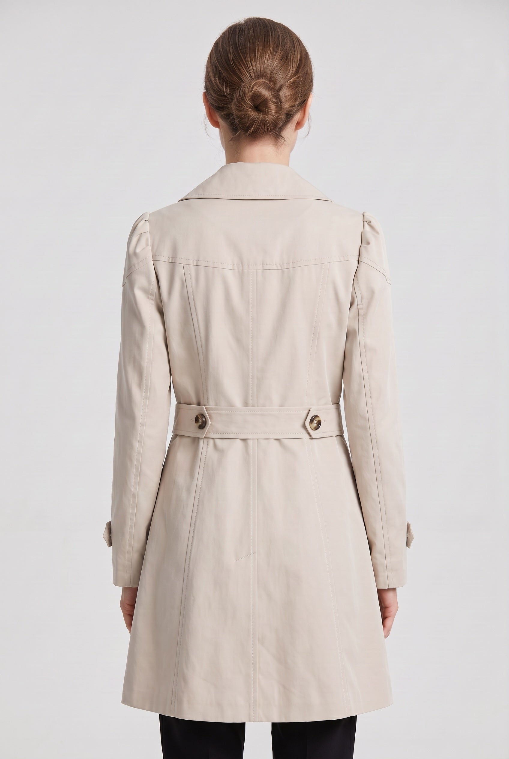 Manteau Femme | Trench Simple Boutonnage Col Cranté Court - 2
