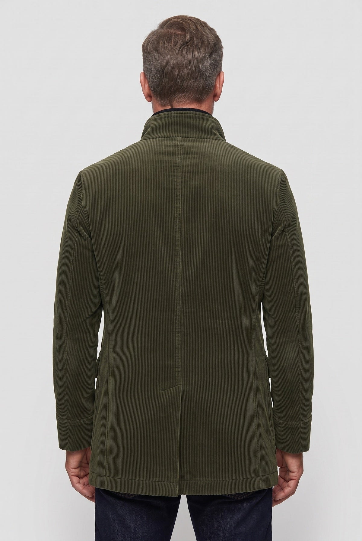Manteau Homme | Boutonné Col Montant Velours Côtelé - 2