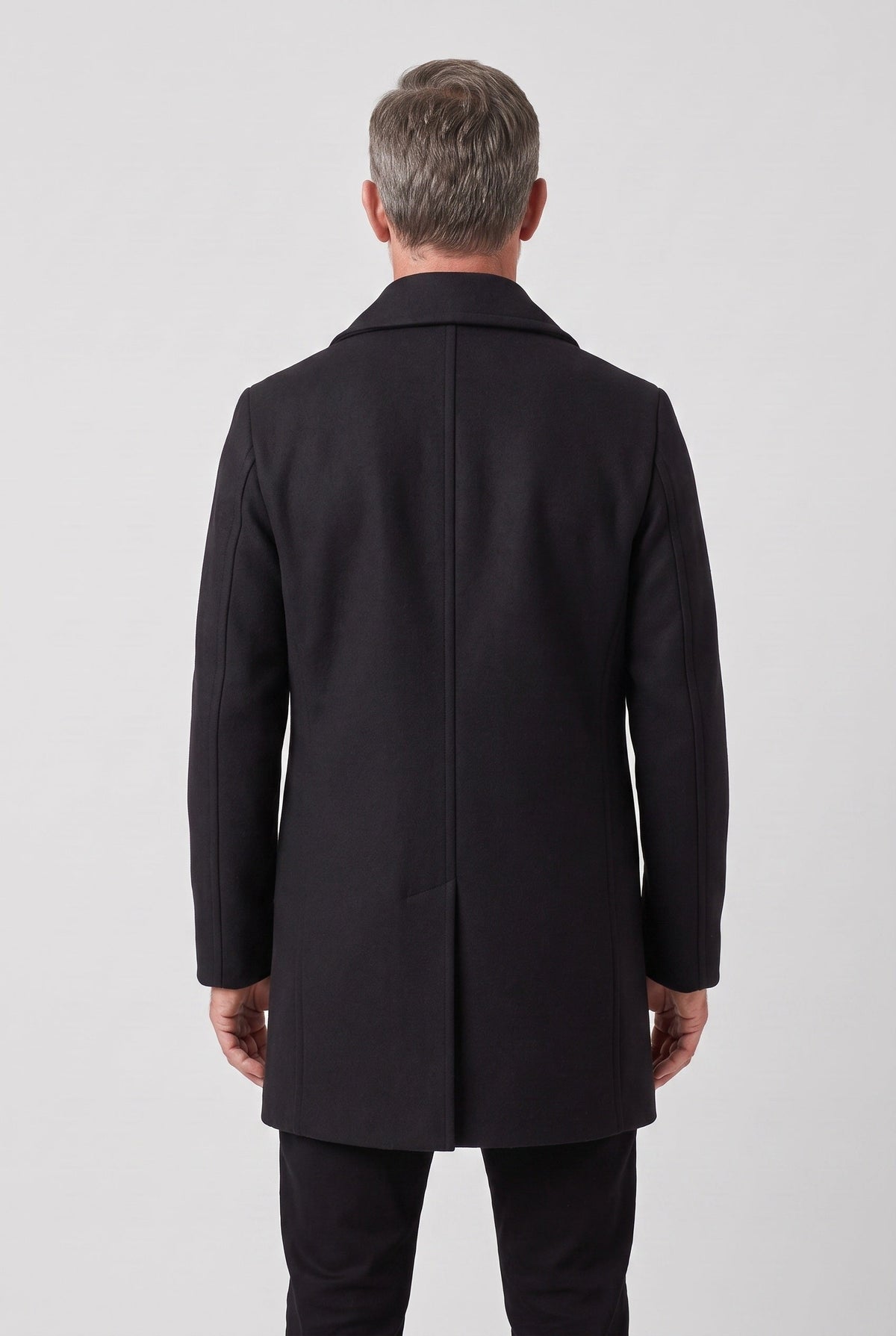 Manteau Homme | Caban Double Boutonnage Revers Larges Noir - 2