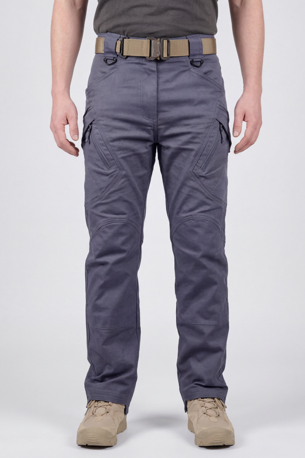 Pantalon Cargo Homme | Genoux Préformés Coupe Droite Poches Zippées - 1