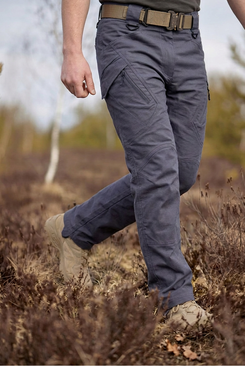 Pantalon Cargo Homme | Genoux Préformés Coupe Droite Poches Zippées - 3