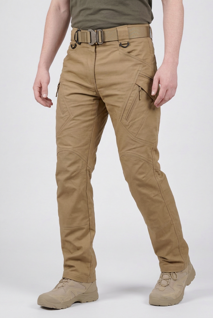 Pantalon Cargo Homme | Genoux Préformés Coupe Droite Poches Zippées - 5