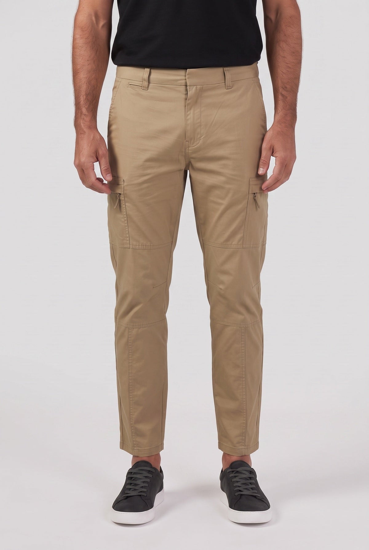 Pantalon Cargo Homme | Poche Cuisse Zippée Coupe Slim Bas Raccourci - 1