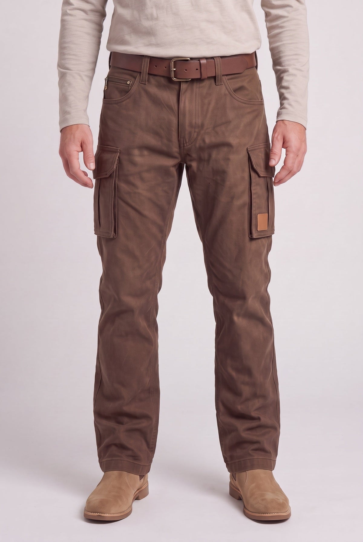 Pantalon Cargo Homme | Poches À Rabat Boutonnées Coupe Droite Marron - 1