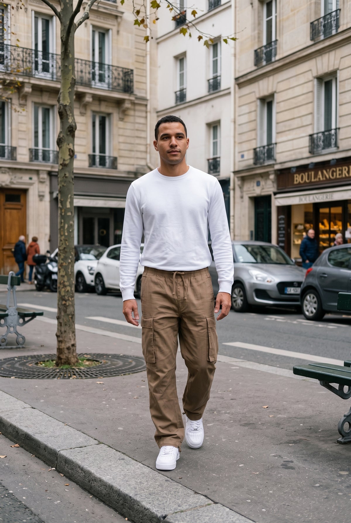 Pantalon Cargo Homme | Taille à Cordon Coupe Droite Poches à Rabat - Marron