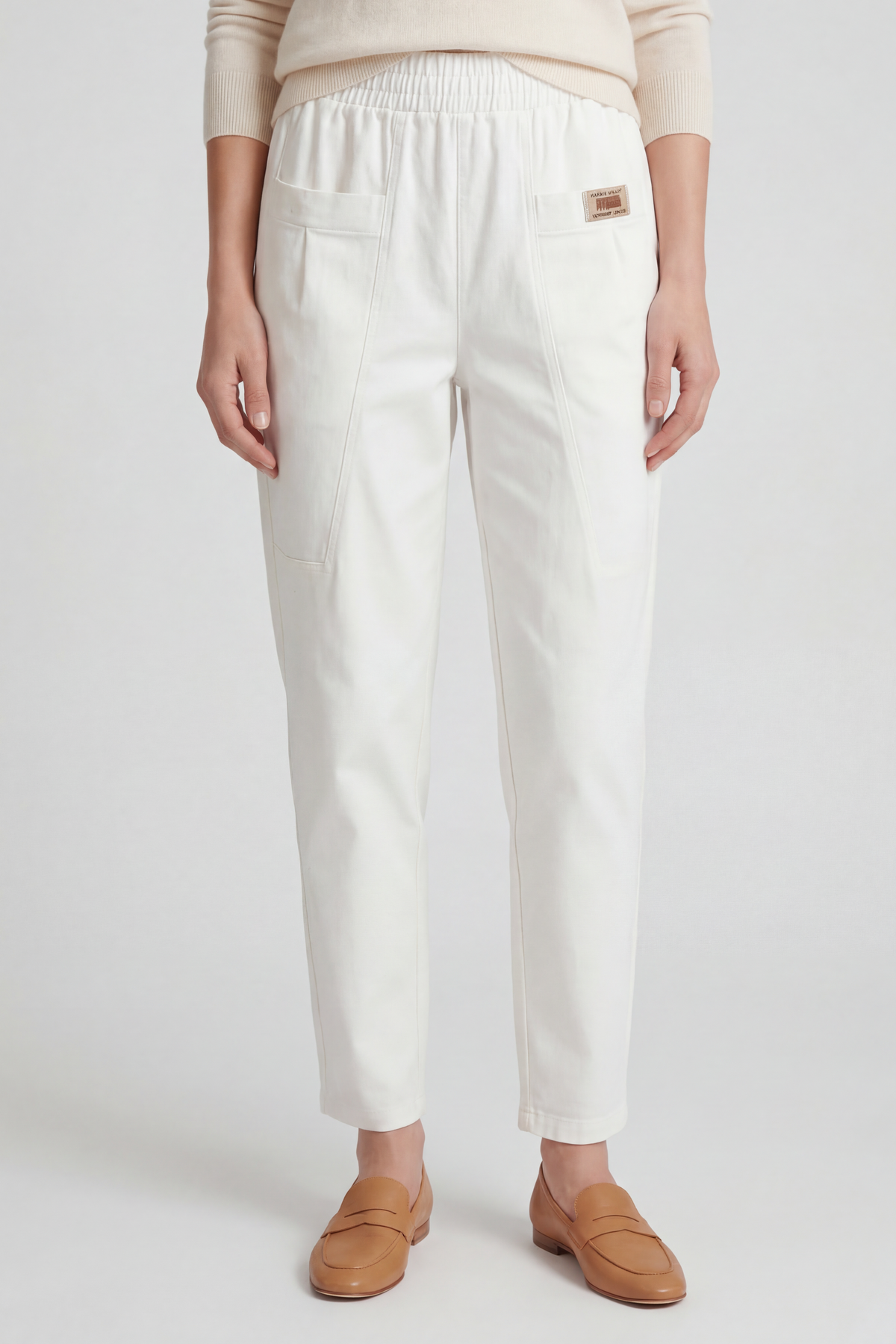 Pantalon Femme | Taille Élastique Coupe Droite Poches Plaquées - 1