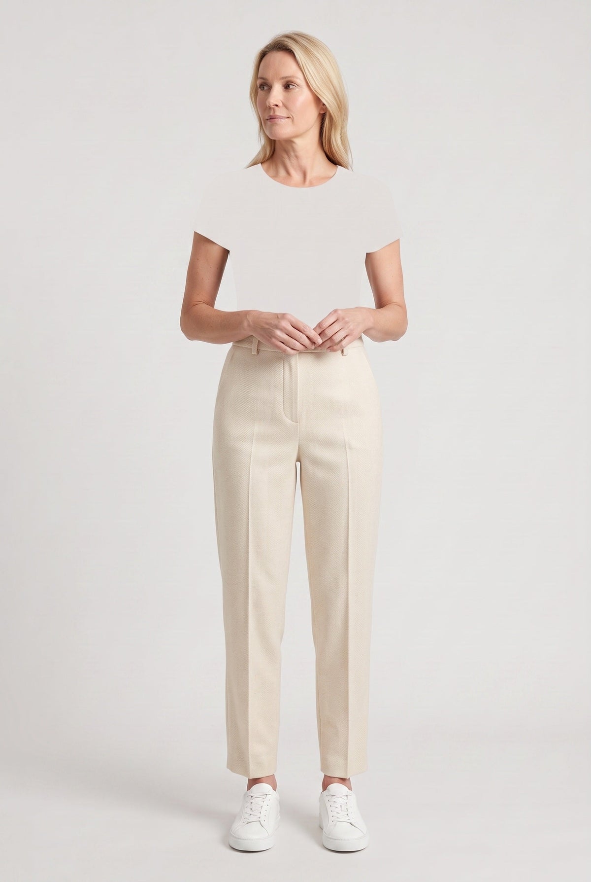 Pantalon Femme | Taille Haute Coupe Fuselée Pli Marqué Bas Cheville - 4