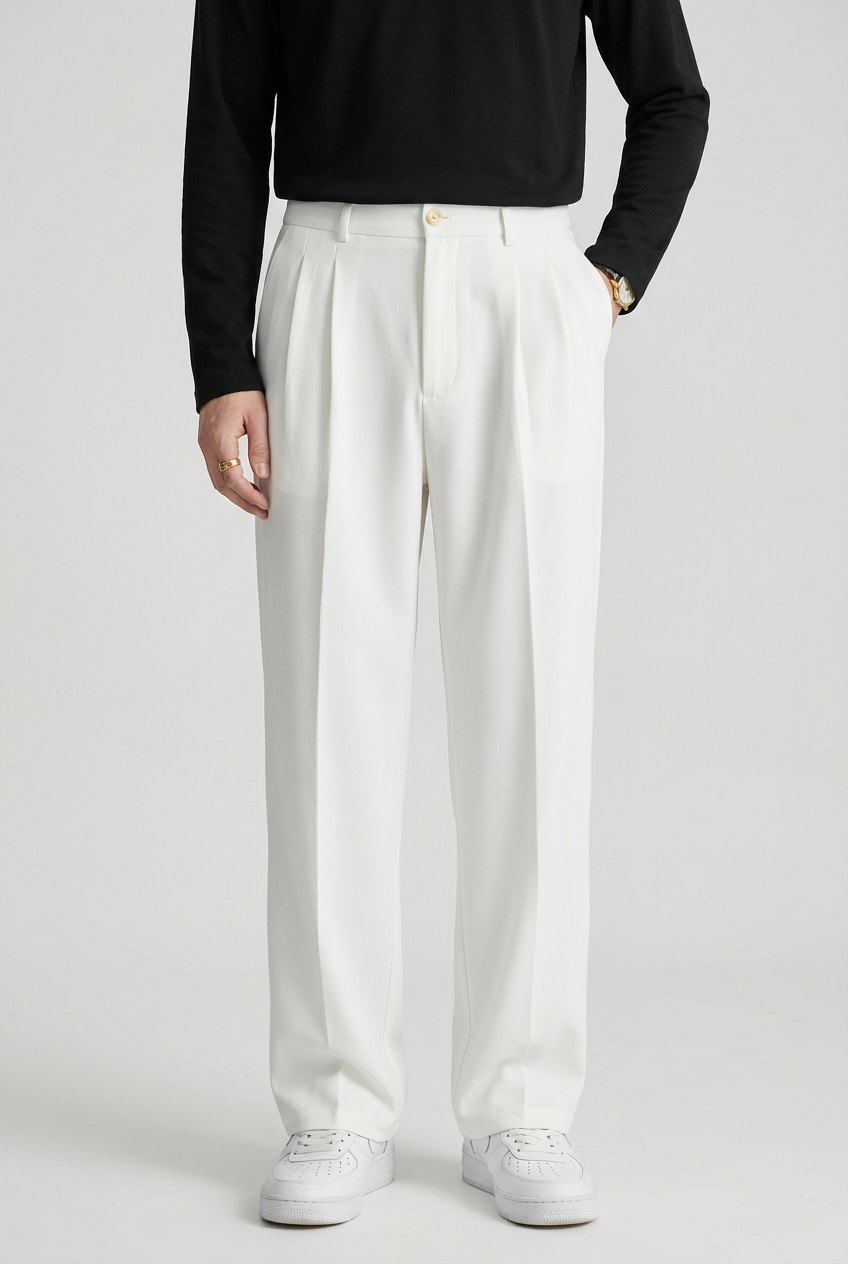 Pantalon Homme | Habillé Pinces Taille Haute Coupe Droite - 5