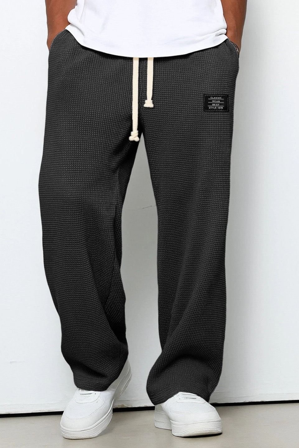 Pantalon Homme | Jogging Taille Élastique Coupe Large Texture Gaufrée - 11