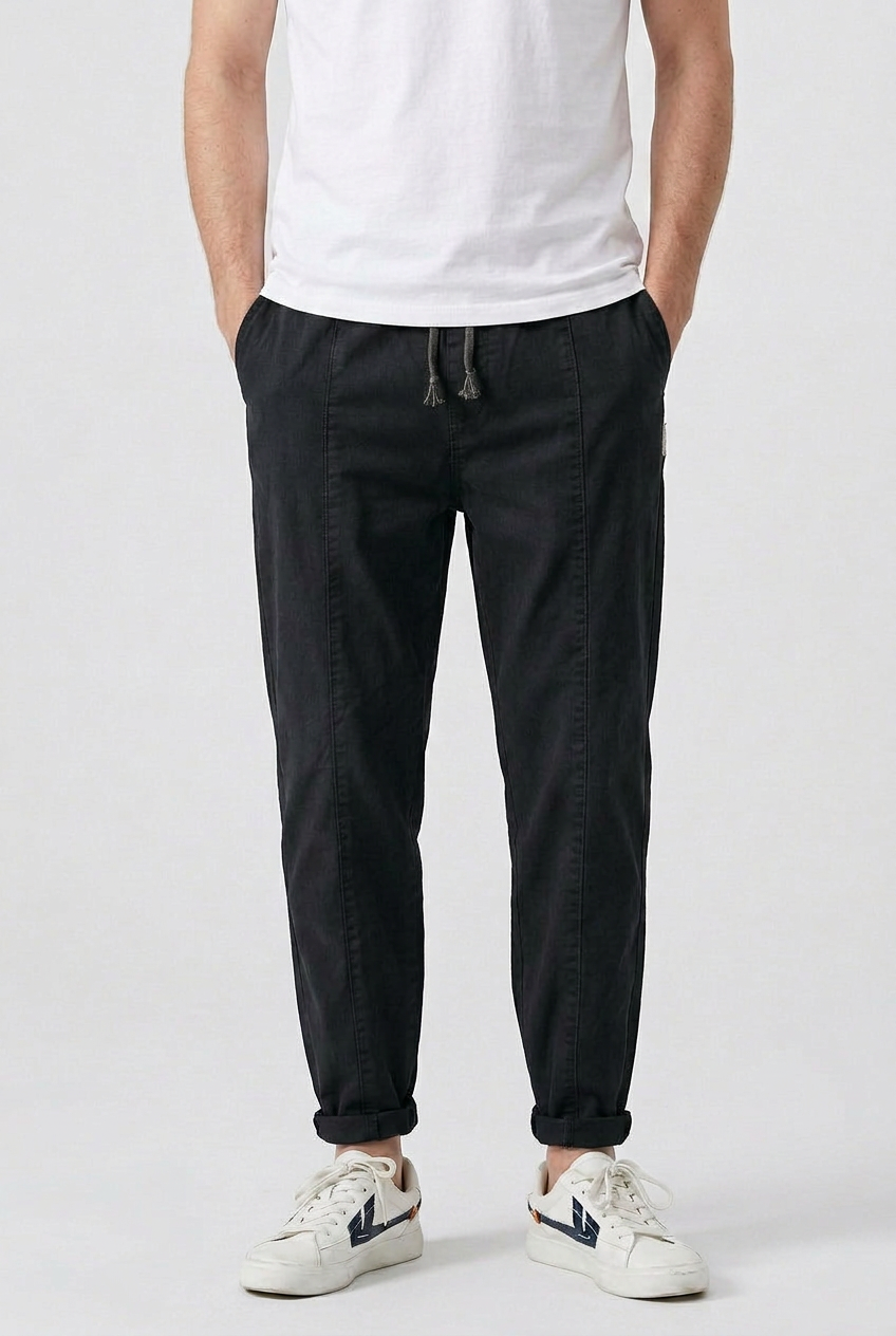 Pantalon Homme | Taille Élastique Coupe Fuselée Ourlet Retroussé - 4