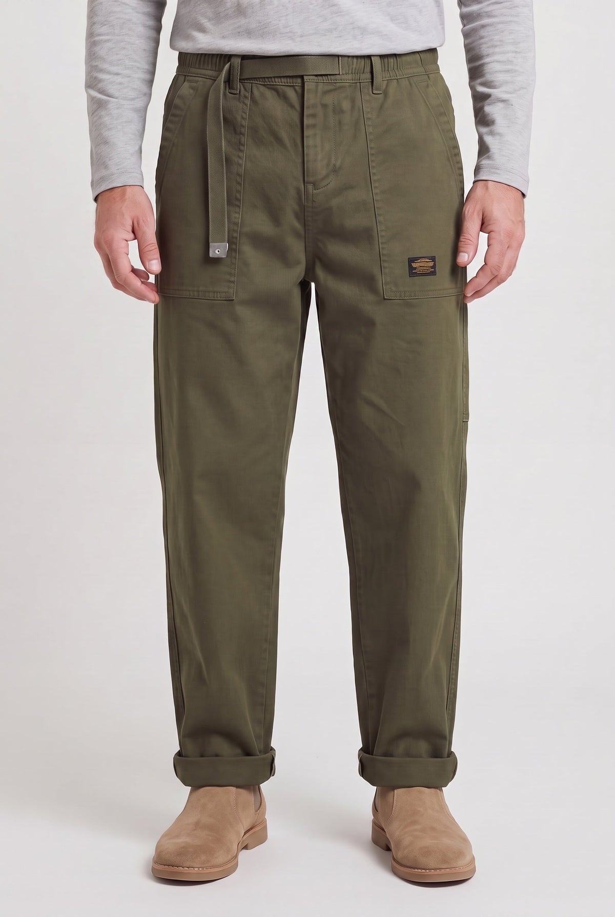 Pantalon Homme | Taille à Cordon Coupe Droite Poches Plaquées - 1