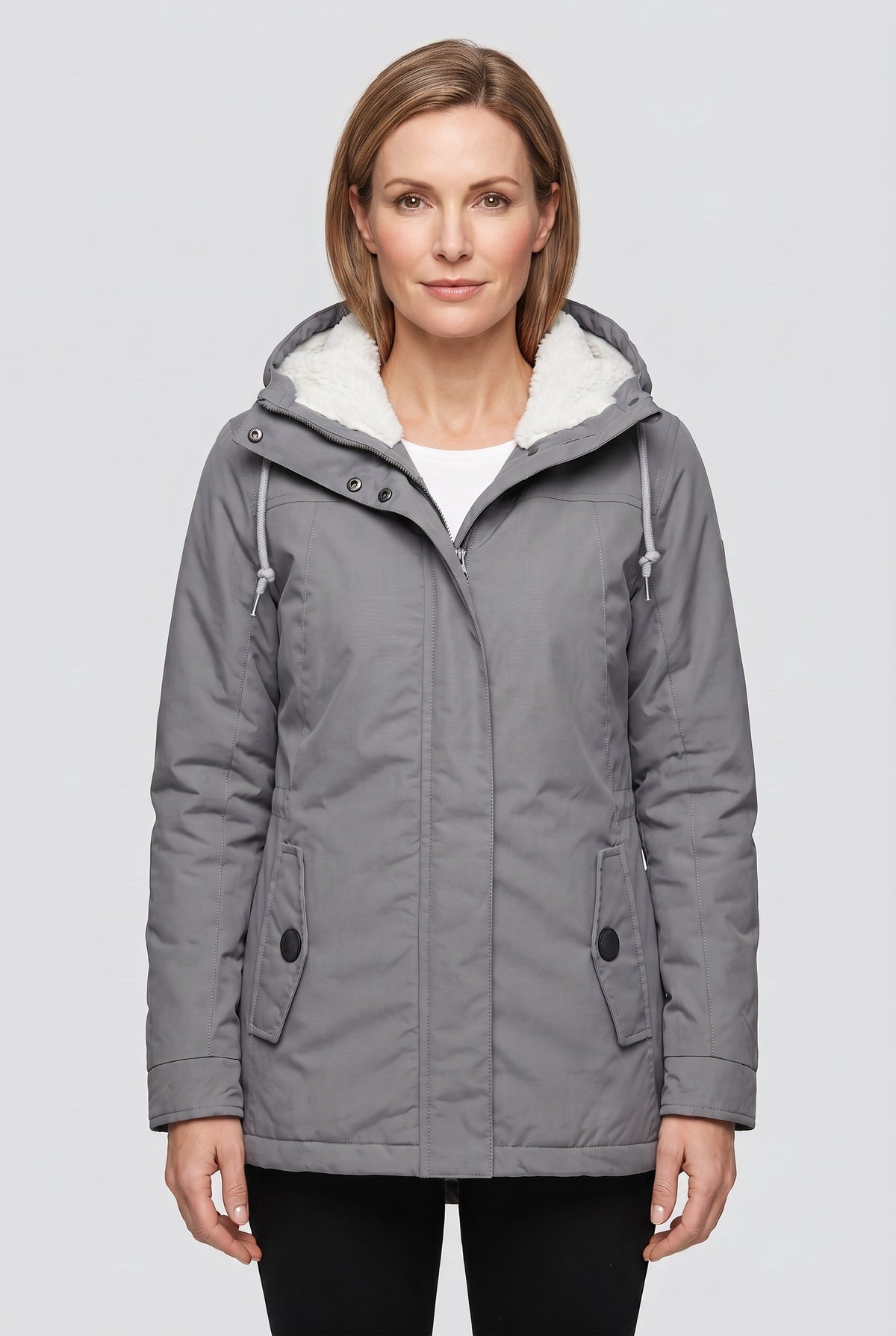Parka Femme | Capuche Sherpa Zip Deux Sens Coupe Courte - 1