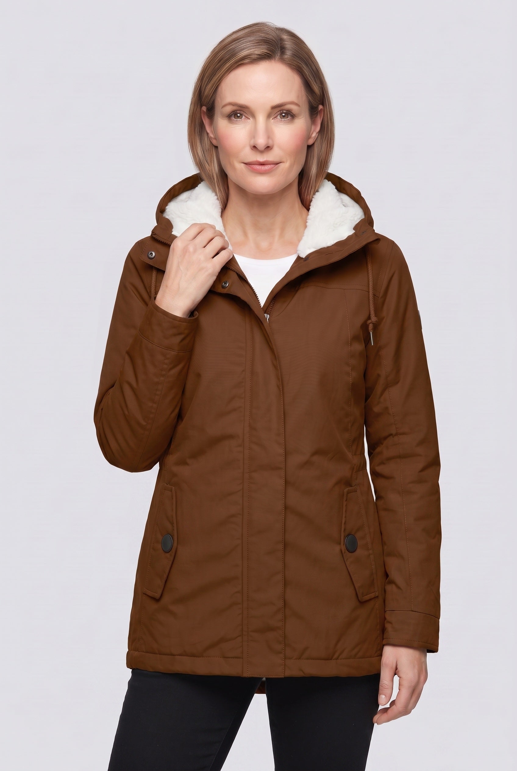 Parka Femme | Capuche Sherpa Zip Deux Sens Coupe Courte - 6