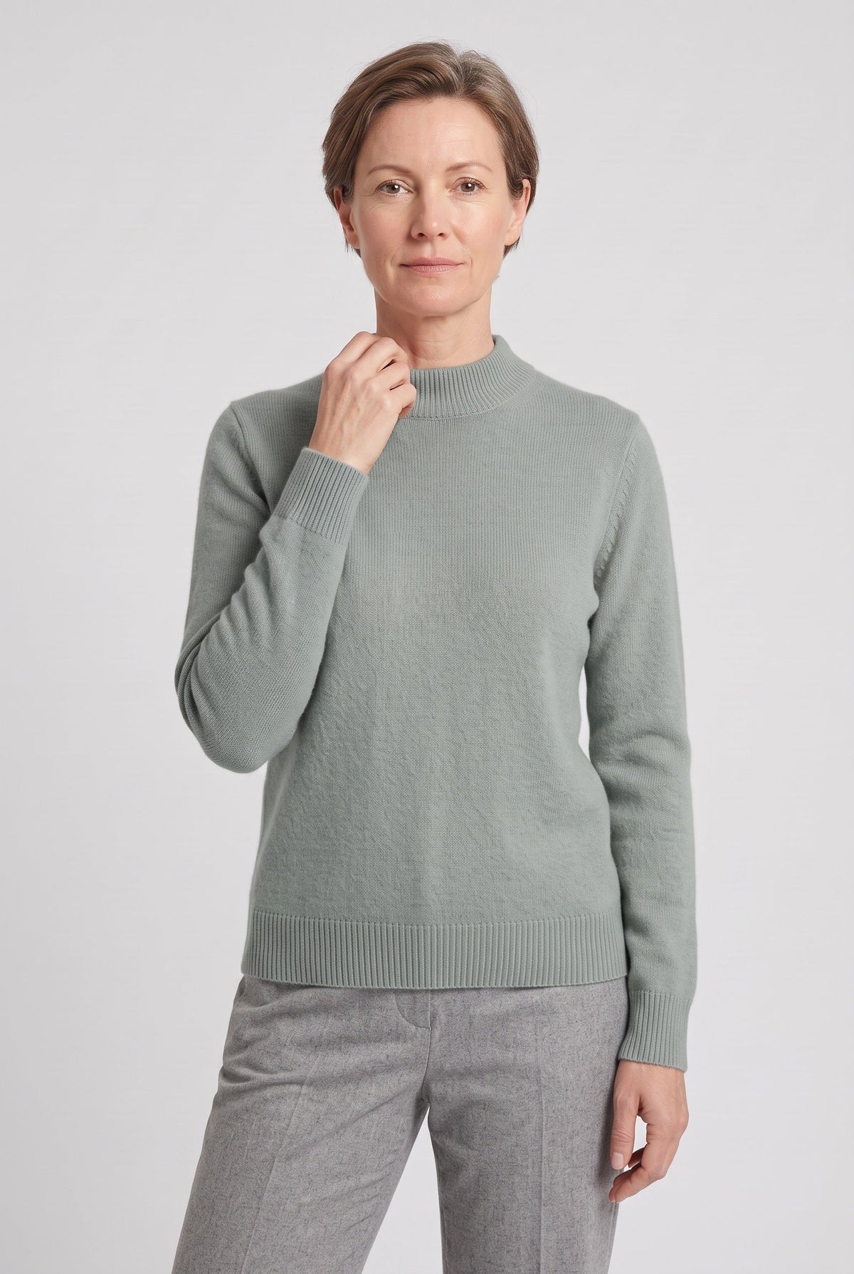 Pull Femme | Col Montant Court Maille Fine Bords Côtelés - 8