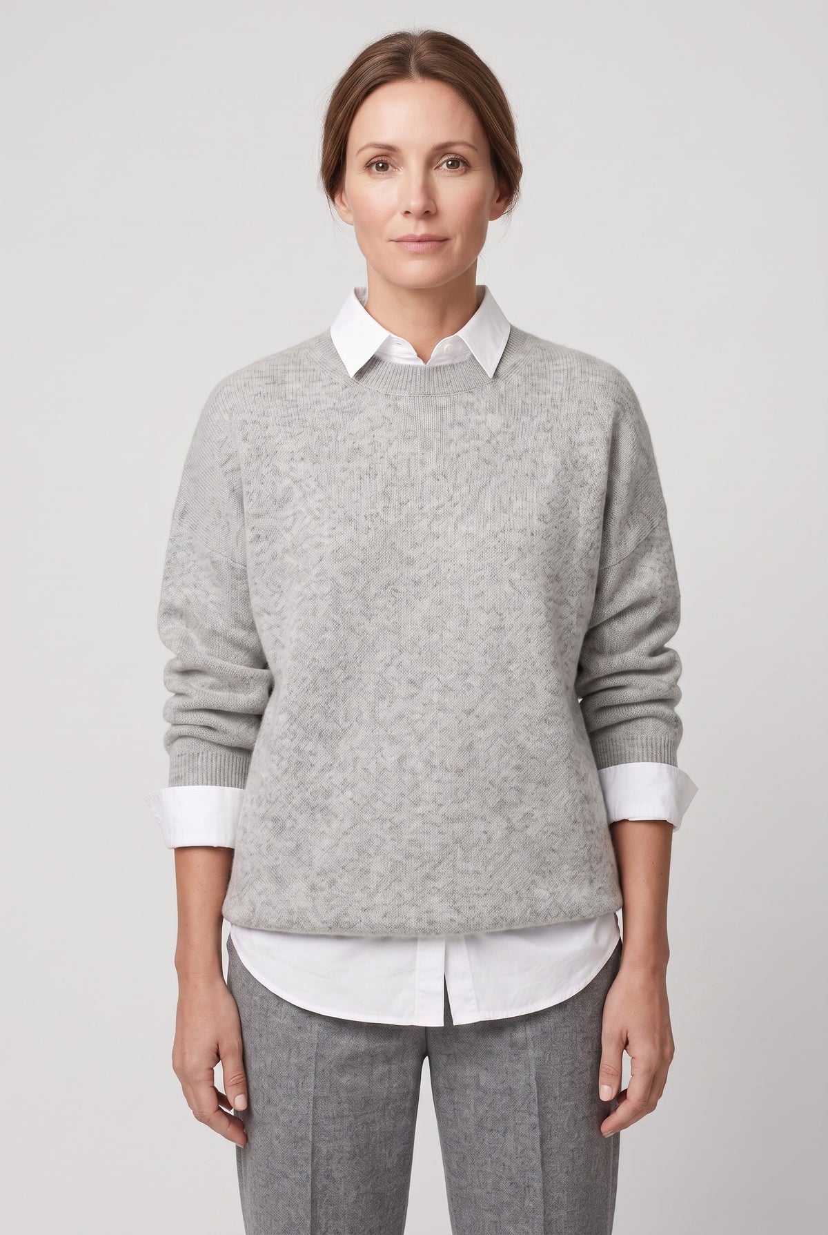 Pull Femme | Col Rond Côtelé Épaules Tombantes Ourlet Arrondi - 1